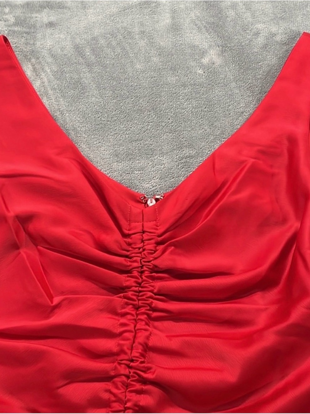 Maggy London Ruched Satin Midi Dress Women’s Size 10 Red Sleeveless NWT v neck - Picture 8 of 10